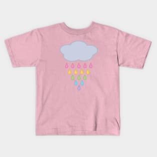 Raining Rainbow Rain Cloud in Pink Kids T-Shirt